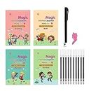PANCIKAA Magic Practice Copybook, 4 Book, 10 Refill, 2 Pen, 2 Grip Number Tracing Book With Pen, Magic Calligraphy Copybook Hand Lettering Writing Tool Set For Preschoolers
