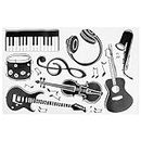 GORGECRAFT PVC Wall Sticker Music Notes Wall Decals Black Musical Instruments Wall Decor Removable Guitar Piano DJ Headphone Drums Saxophone Stickers for Music Studio Bedroom Art Room Decoration