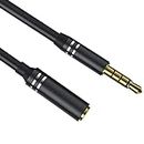 3.5mm Headphone Extension Cable (6Ft/1.8M), 4 Pole Hi-Fi Sound Audio Cable Male to Female AUX Cord, Auxiliary Stereo Extender for Speakers, PC, MP3 and All 3.5 mm Enabled Devices (1 Pack - Black)