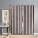 LINENWALAS Solid Jute Curtain Set with Eyelet Rings Semi Blackout Long Door Curtain - Set of 2 -Beige- 4.5ft x9ft