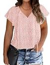 IN'VOLAND Womens Plus Size Leopard Print Tops Ruffle Sleeve Flowy Boho Tie Dye Shirts Casual Summer Dressy Blouses Pink 20W