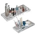 BBK Bathroom Vanity Tray - 2 Pack (7.8" and 11.8") Silicone Bathroom Trays for Counter, Perfume Key Trinket Ring Tray, Decor Soap Dispenser Countertop Tray for Kitchen Sink Organization (Marble Gray)