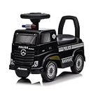 SPWVIP Push Car Mercedes-Benz-Actros Ride On Push Car Police Push Cars for Toddlers 1-3 Years with Horn, Under Seat Storage, Foot-to-Floor Ride On Toy Car (Black)