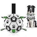 Dog Soccer Ball with Grab Tabs, Interactive Dog Toys for Tug of War, Dog Tug Toy, Dog Water Toy, Durable Dog Balls for Small & Medium Dogs
