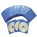 100 Pack Premium CD DVD Sleeves,Thick Non-Woven Material Double-Sided Refill Plastic Sleeve for CD and DVD Storage Binders Disc Case (Blue)