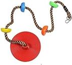 Toy Park Swing Climbing Rope with Platform, Hanging disc, Indoor & Outdoor Swingset Jhula Climber for Kids, Stand, Swing & Climb, 80 inches High- Red Color
