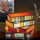 Stained Stacked Books Lamp Tiffany Style Table Lamp Home Decor Book Lamps