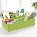 Stackable Desk Organiser with 8 Compartments for Stationery, Arts & Craft Supplies, Multiuse Cosmetic Organiser Case with Removable Dividers, Portable Plastic Storage Box for School, Home and Office
