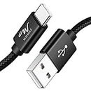 Wayona USB C Cable Nylon Braided Type C Fast Charging Charger Lead Compatible with Samsung Galaxy A71 A51 A40 A20E, M31, S10+ S21 S9+ S20 S23 S24 S20+ (1M, Black)