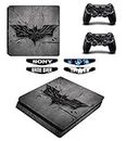 Elton Batman Grey Theme 3M Skin Sticker Cover for PS4 Slim Console and Controllers Full Set Console Decal Stickers for Front & Back 4 Led bar Decal +2 Controller Decal Cover