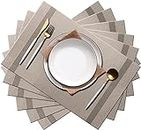 Mockery Vinyl Placemats Set of 4, Rectangle 12"×18" Washable Vintage Woven Placemats, Non-Slip Insulation Placemat Washable Table Mats for Dining Kitchen Restaurant Table (31-Brown)