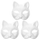 3PCS Cat Mask, Therian Masks White Cat Masks Blank DIY Halloween Mask Cosplay