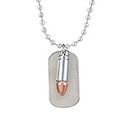 Zumrut� Stainless Steel Silver Classic Stylish Bullet Military Army Theme Dog Tag Dual Name Address Engraved Sterling Chain Trandy Fashion Pendant Necklace Jewelry Accessories Men/Women