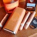 menesia Brown Cigar Case with Cigar Cutter - Portable Leather Travel Cigar Holder Kit for Men, Stylish Cigar Pouch