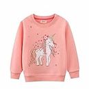 HSTiSan Toddler Girls Cotton Sweatshirt Pullover Sweater Little Kids Long Sleeve Crewneck Tops Tee, Pink - Unicorn 2/5T