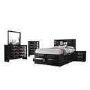 Coaster Home Furnishings 5 Piece Storage Bedroom Set with Bookcase Headboard in Black