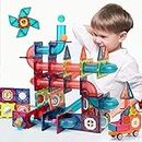 Magnetic Building Blocks Tiles 175 Pieces Magnetic Marble Run for Kids 3D Clear Magnets Educational Creativity STEM Learning Toy Christmas Birthday Gifts for Boys Girls Toddlers 3 4 5 6 7 8 Years Old