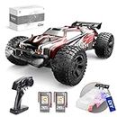 DEERC 9206E Remote Control Car 1:10 Scale Large RC Cars 48+ kmh High Speed for Adults Boys Kid,Extra Shell 4WD 2.4GHz Off Road Monster RC Truck,All Terrain Crawler Gift with 2 Battery for 40+ Min Play