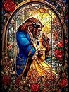 TREXEE 5D Diamond Painting Kit for Adults & Kids, 30 * 40cm DIY Paint by Numbers Kit DIY Diamond Painting by Numbers Kit Cross Stitch Pictures Arts Craft Gift for Kids & Adults Beauty and the Beast Diamond Painting