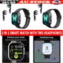 2 in 1 Smart Watch w/ TWS Earbuds Bluetooth Wireless Headset For iOS Android AUS