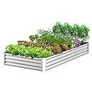 SHAREWIN Raised Garden Bed Outdoor, Galvanized Steel Raised Garden Bed 6x3x1Ft for Vegetables, Flowers Ground Planter Box, Silver.