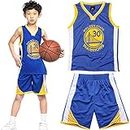 Kannitty Kids Basketball Kit, 2 Piece Sleeveless Sport Kids Basketball Jersey Shirt, Cool Basketball Kids for 4-14 Years Old Kids Boys Teenagers Childs Gifts（Blue,M）, 6-8 Years (KY-04), Bleu