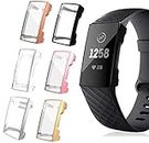 Screen Protector intended for Fitbit Charge 4 Case, Soft TPU Full-Edge Protection Ultra Slim Anti-Scratch Charge 3 Band Accessories intended for Fitbit Charge 3/Charge 4 Bands Special Edition Activity Tracker Women Men (Black,Pink,Clear,Rose,Gold,Silver)