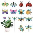 KISSITTY 12pcs Diamond Painting Insects DIY Decorative Garden Stake Kits Butterfly Ladybug Bee Dragonfly Landscape Gardening Outdoor Decor Ornament Stakes for Home Garden Decorations