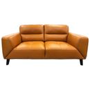 LOUANNE 2-SEATER REAL LEATHER SOFA SETTEE COUCH TANGERINE HALF YEARLY CLEARANCE!