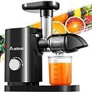 Slow Masticating Juicer, AAOBOSI Juicer Machines with Quiet Motor/Reverse Function/Easy to Clean Brush, Cold Press Juicers Whole Fruit and Vegetable for Delicate Crushing without Filtering, Black