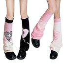 XEPST 2 Pairs of Leg Warmers Y2K Leg Warmers Harajuku Kawaii Leg Warmers for Girls Women, Lolita Knit Leg Warmer Socks Gothic Leg Cover for Y2k 80s Accessories