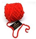 PRANSUNITA Super Thick Fluffy Jumbo Polyester Baby Blanket Chenille Yarn for Knitting, Crochet & Home Decor Projects, Afghans, throw pillows, cushions & blankets. -100 GMS – 6mm thickness – Colour – Red