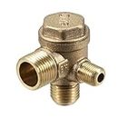Compressor Masters Check valve 3-Port Brass Male Threaded Air Compressor Accessory (3/8-14 * 1.5-1/8)