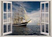 Adesivo da parete 3D Yacht a vela nave oceano poster decalcomania camera da parete S675