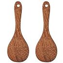 2 Pack Wooden Rice Spoon Rice Cooker Spatula Utensils Wood Rice Paddle Non Stick Rice Spatula Kitchen Cooking Salad Tongs Rice Serving Spoon Set