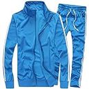 MACHLAB Men's Activewear Full Zip Warm Tracksuit Sports Set Casual Sweat Suit Light Blue M