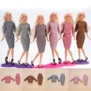 Fashion Office Lady Lattice Dress for 11.5" Inch Doll Clothes Outfits Accessorie