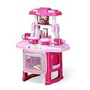 EVERGD Kitchen Cooking Play Set Cookware Playset Role Playing Toy Game with Light and Sound Features Gifts for Children Kids (Pink)