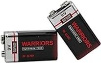 Warriors 2X batteria 9V batterie 9 volt pila pile 9v alcaline, extra potenza, extra lunga durata per rilevatori di fumo, irrigatori da giardino e sensori di allarme 6lr61 6F22 PP3 MN1604 (2)