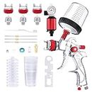 GATTLELIC HVLP Spray Gun with Air Compressor Regulator 10pcs 600cc Mixing Cup and Lids, Air Spray Paint Gun with 1.4/1.7/2mm Nozzles, Automotive Paint Sprayer for Car, House Painting, Furniture