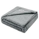 furrybaby Premium Fluffy Fleece Dog Blanket, Soft and Warm Pet Throw for Dogs & Cats Grey (Medium (80x100cm))