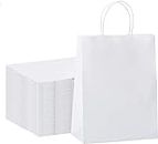 Aakriti Craft Paper Bags, Gift Bags with Handles, Small Craft Shopping Bags in Bulk for Boutiques, Small Business, Retail Stores, Gifts & Merchandise (MEDIUM-9.75" x 4" x 12.5", WHITE-25PCS)