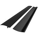 25Inch Kitchen Silicone Stove Counter Gap Cover, Easy Clean Heat Resistant Wide & Long Gap Filler, Seals Spills Between Counter, Stovetop, Oven, Washer & Dryer, Set of 2 （ Black)