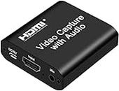 RuhZa Video Capture Card, 4K HDMI Video Capture Device with Loop Out, Full HD 1080P Game Capture Video Recorder for Live Streaming, Compatible with with PS4, Nintendo Switch, Xbox, One Xbox 360 etc.