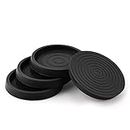 4PCS Furniture Caster Cups, 2.5inch Round Furniture Coasters Rubber Furniture Feet Chair Leg Caps Non-Slip Furniture Pads Floor Protectors for Bed Cabinet Sofa Chair Table Piano (Black)