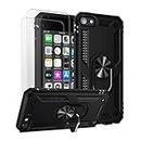 ULAK iPod Touch 7 Case, iPod Touch 6 Case, Hybrid Rugged Shockproof Cover with Built-in Kickstand for Apple iPod Touch 7th/6th/5th Generation (Black)