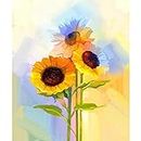 Pitaara Box Yellow Sunflowers | Canvas Painting for Bedroom & Living Room | Engineered Wood Frame | 12 x 14.4 inch (30 x 37 cms)