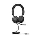 Jabra Evolve2 40 PC Headset – Noise Cancelling UC Certified Stereo Headphones With 3-Microphone Call Technology – USB-A Cable – Black