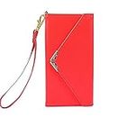 D-kandy Envelope Magnetic Leather Wallet Card Holder Handbag Flip Case with Wrist Strap Back Cover for Apple iPhone 6 & 6s - Red