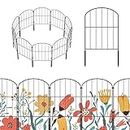 OUSHENG Decorative Garden Fence Fencing 10 Panels, 10ft (L) x 22in (H) Rustproof Metal Wire Border Animal Barrier with Plastic Stakes for Dog Yard Patio Outdoor, Arched